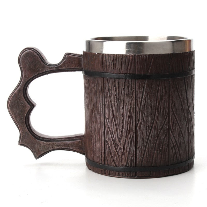 Wood Imitation Barrel Stainless Steel Mug